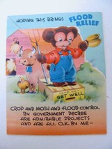 Vtg 40s Get Well Bear Greeting Card Government Satire Flood Relief Anthropomorph - £11.91 GBP