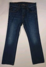 Levi&#39;s 527 Jeans Men&#39;s 32x32 Boot Cut Zip Fly Low Dark Blue Denim Whiskers  - $25.82