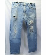 Vtg 80s Levis 506 Orange Tab Tag  Size 34W x 30L Ripped Distress Blue Je... - $1,229.17 MXN