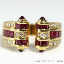 VINTAGE RUBY &amp; DIAMOND 18K YELLOW GOLD ELEGANT QUALITY WRAP RING SIZE 6 - $30,469.60 MXN