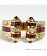 VINTAGE RUBY & DIAMOND 18K YELLOW GOLD ELEGANT QUALITY WRAP RING SIZE 6 - $1,600.59