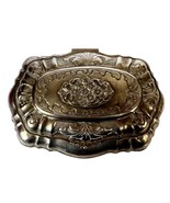 Vintage Silver Plate Embossed Ornate Decorative Trinket Box Hinged Lid F... - £39.07 GBP