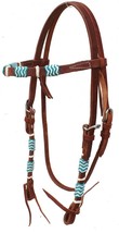 Horse Western Turquoise Rawhide Browband Show Tack Bridle 78197HB1 - $49.49