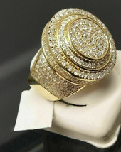 2.5Ct Round Cut CZ Moissanite Cluster Wedding Ring 14K Yellow Gold Finish - £142.67 GBP