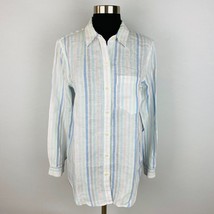 Gap Boyfriend Fit Womens XS Pastel Striped Linen Button Down Long Sleeve Shirt - £18.33 GBP
