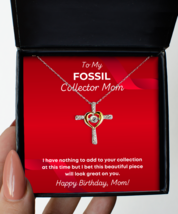 Fossil Collector Mom Necklace Birthday Gifts - Cross Pendant Jewelry Present  - $49.95