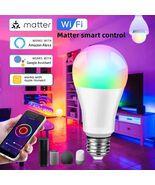 Matter WiFi Smart Bulb Dimmable Led Light RGB E27 Base Voice Control Sir... - $15.50