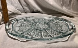 Divided Thick Blue Green Glass Divided Serving Tray/Platter ~15 1/2&quot; X 11&quot; - $35.00