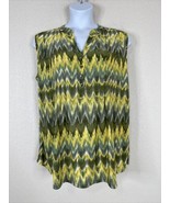 NWT Cocomo Womens Plus Size 2X Green/Yellow Stiped V-neck Top Sleeveless - £22.65 GBP