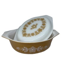 New Vintage Pyrex Butterfly Gold Oval  1.5 QT Covered Casserole Glass Di... - $44.96