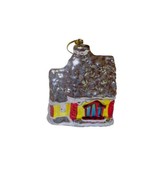 VTG Ceramic Christmas Tree Village House Metallic Glaze Red Yellow Ornament - £8.29 GBP