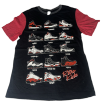 Retro Kicks Air Jordan Footwear  Black Men&#39; T Shirt Red Sleeve Size Medium - $19.80