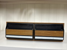 Vintage 24 VHS Video Cassette Tape Holder 2 Drawer Storage Case Wood Grain. - $17.99