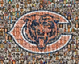 Chicago Bears Mosaic Print Art Using Over 100 of the Greatest Bears Play... - $44.00+