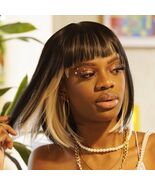 ToyoTress 14in SH613 Black Mix Off-White Bob Wig Synthetic Light Yaki Hair - $203.45 MXN