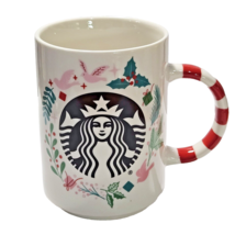 Starbucks Coffee Mug Candy Cane Handle Christmas Holiday Used 12oz - $9.46