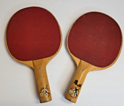 Vintage Universal Table Tennis Paddles Pair Wooden 1960&#39;s - $14.84