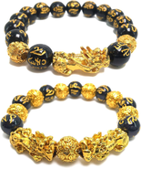 Feng Shui Wealth Pi Xiu Bracelet, 2 Pcs Black Amulet Bead Bracelets for ... - £11.71 GBP