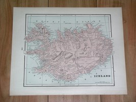 1900 Original Antique Map Of Iceland Reykjavik Verso Netherland Belgium Denmark - $34.71