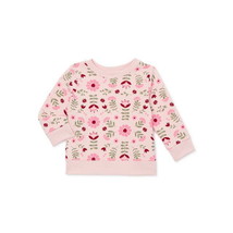 Garanimals Baby Girl Long Sleeve Print Fleece Sweatshirt, Size 6-9 M Color Pink - £7.90 GBP