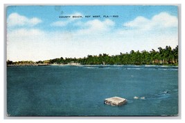 County Beach Key West Florida FL LInen Postcard Z2 - £6.92 GBP