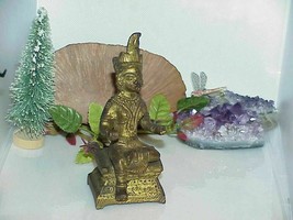 Antique Chinese brass Priestess small Buddha statue Incense - £19.39 GBP