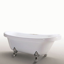 67&quot; Freestanding white bathtub vintage clawfoot tub with silver feet Margherita - £718.62 GBP