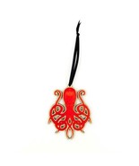 Red Octopus Birch Wood Ornament Handmade UK Ocean Sea Marine Eco-Friendly - $15.79