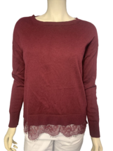 Banana Republic Burgundy Pullover Sweater with Lace Hem Size M - £11.44 GBP