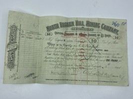 Antique 1910 North Broken Hill Mining Company Stock Certificate NSW Aust... - £38.92 GBP