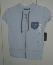 DKNY ACTIVE  LADIES PALE BLUE 100% COTTON SS HOODIE- S-NWT-$59-FRONT ZIP... - $17.99