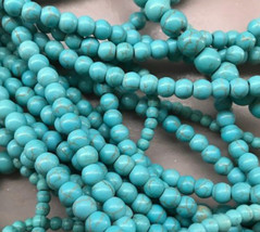 6mm Imitation Blue Turquoise Howlite Round Beads, 1 16in Strand, stone - £4.69 GBP