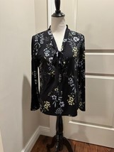 Nwot Karl Lagerfeld Paris Black Longsleeve Blouse Floral Pattern Sz M - £50.99 GBP