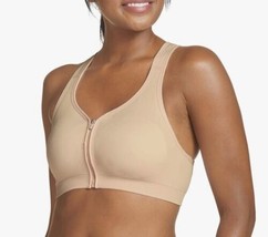 NWT Jockey Women&#39;s Mid Impact Zip Front Sports Bra Nude Size M - $14.84