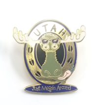 Utah Moose Animal Sunglasses Just Moosing Around Gold Tone Enamel Pin Souvenir - £7.50 GBP