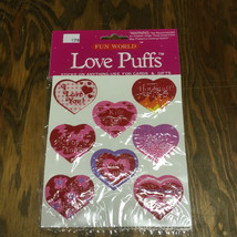 Vintage love puffs stickers heart shape Valentine stickers in sealed package  - £15.53 GBP