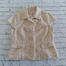 Coldwater Creek Womens Jacket 8P Ivory Boucle Soutache Embroidery Cap Sl... - £19.92 GBP