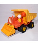 Vintage Fisher-Price Dump Truck 302 1975-1977 Construction Worker Includ... - $34.65
