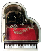 Vintage Sankyo Grand Piano Music Jewelry Box Wind Up Japan Clear w Gold ... - $493.98 MXN