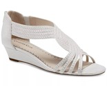 Charter Club Women Cross Strap Wedge Sandals Ginifur Size US 7W White Pearl - £18.77 GBP