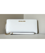 New Michael Kors Jet Set Large Travel Continental Wallet Leather Optic W... - $69.66