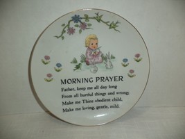 Morning Prayer Ceramic Wall Plate Ucagco Japan 7-1/2&quot; Vintage Child Bunnies 50&#39;s - £11.76 GBP