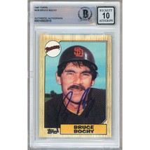 Bruce Bochy San Diego Padres Signed 1987 Topps Card #428 BAS BGS Auto 10 Slab - £118.86 GBP