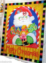 Merry Christmas Craft Panel Hanging Santa Claus Fabric NEW Train Doll To... - $15.00