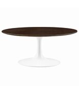 36&quot; Round White Pedestal Stem Lacquered Cherry Top Tulip Coffee Table - €416,30 EUR