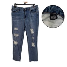 Juniors Distressed Cropped Ankle Jeans Blue Size 7/8 Ripped - $18.32