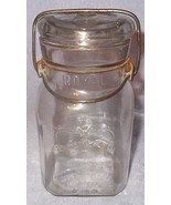 Antique Vintage Royal Clear Pint Lightning Closure Fruit Jar with Glass Lid - $8.95