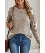 Gray Star Pattern Drop Shoulder Knit Sweater - $40.15