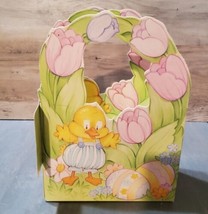 Vintage Cardboard Diecut Easter Basket Chick Flowers 1991 American Greetings - £7.51 GBP