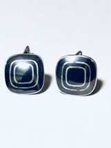 VINTAGE Niello and Sterling Silver Geometric Abstract Modernist Cufflinks - $19.79